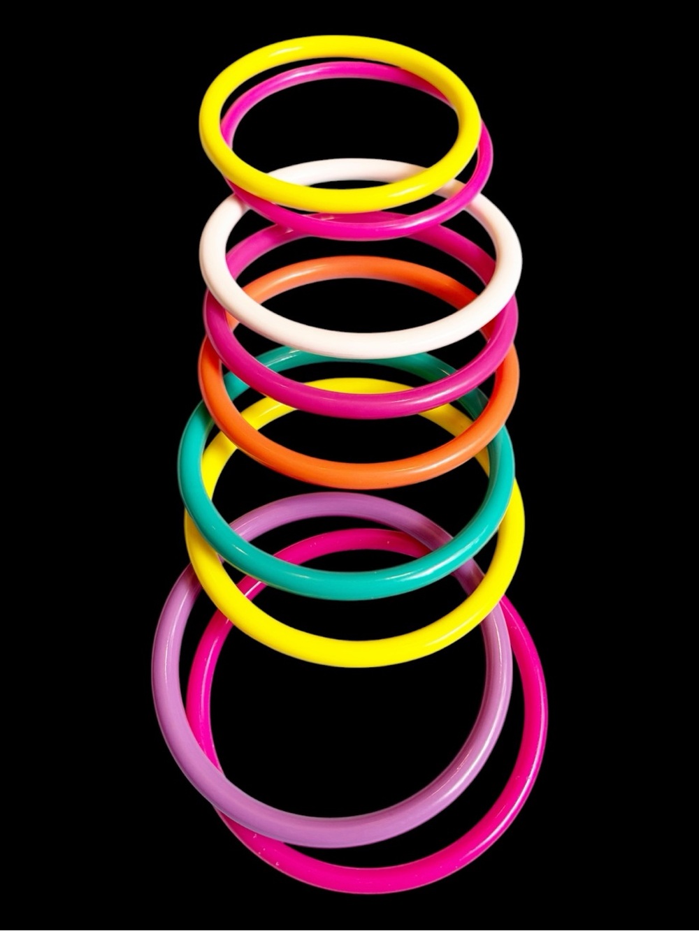 Colorful Neon Stackable Bangle Bracelet Set 9 Pieces Women Jewelry